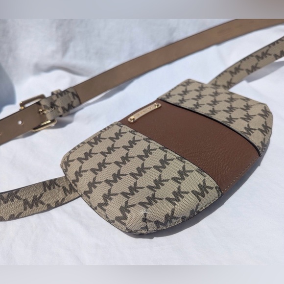 Michael Kors Signature MK Logo Belt Bag Brown/Gold Large/XL - Picture 3 of 8